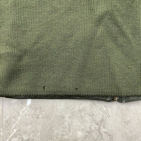 Pendleton Jacket Womens 2X Leather Merino Wool Full Zip Coat Sweater Army Green - Picture 7 of 11